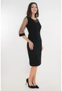 Rochie eleganta neagra cu maneci din mesh cu strasuri