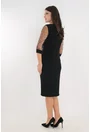 Rochie eleganta neagra cu maneci din mesh cu strasuri
