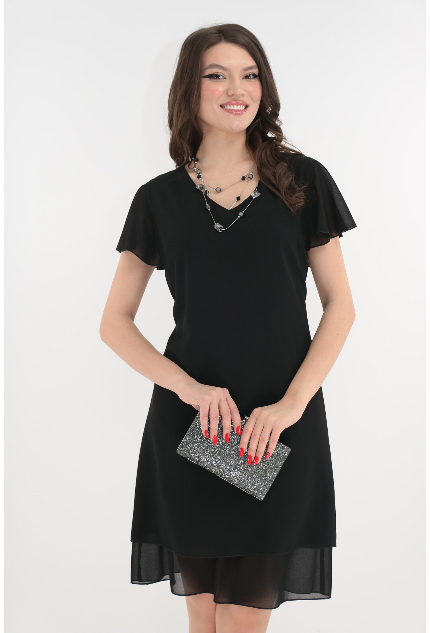 Poze Rochie eleganta neagra cu voaluri suprapuse