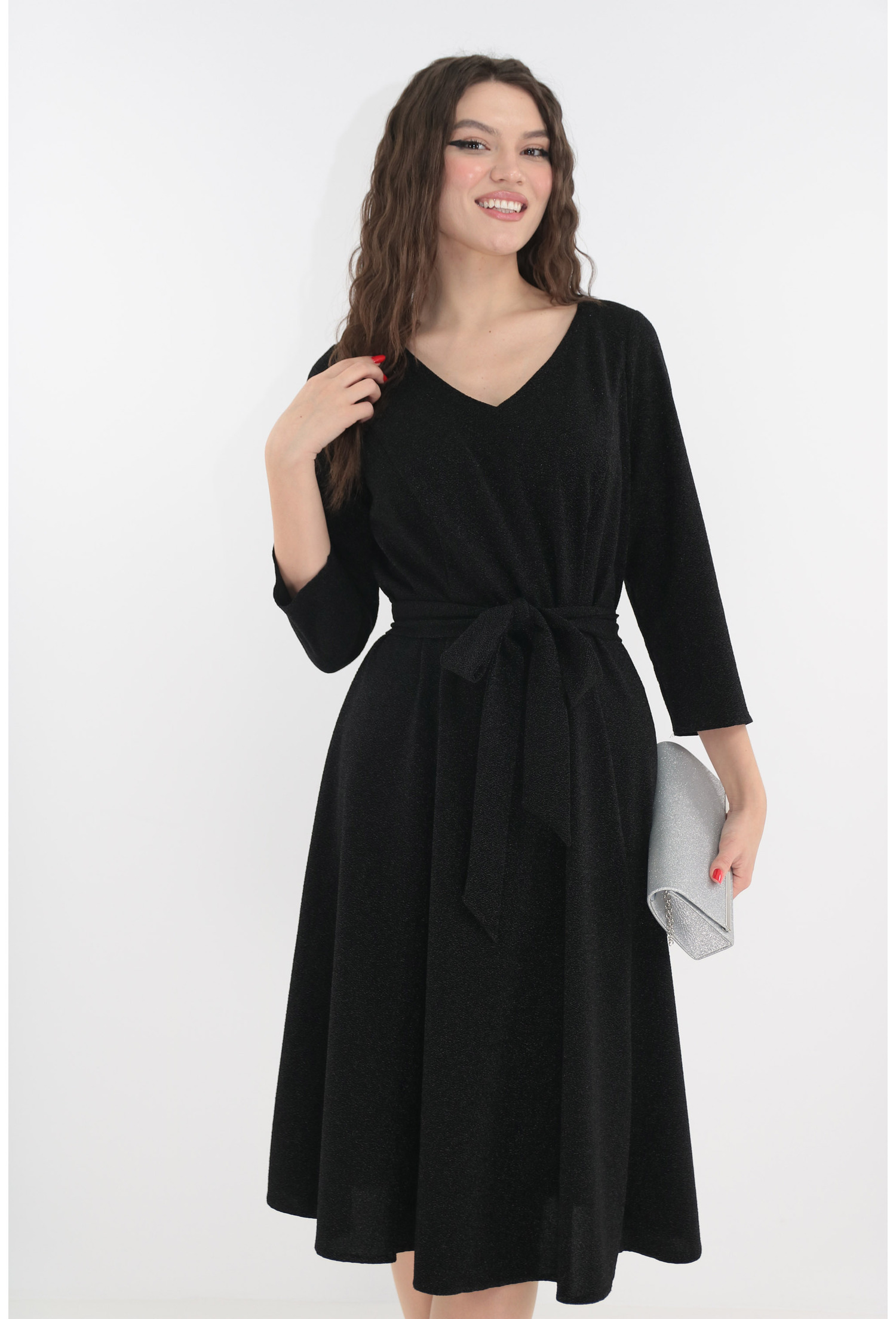 Poze Rochie eleganta neagra din lurex cu fir stralucitor