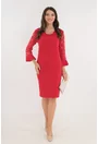 Rochie eleganta rosie cu perle la decolteu