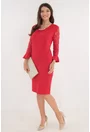 Rochie eleganta rosie cu perle la decolteu