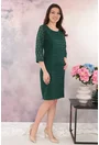 Rochie eleganta verde cu insertii din dantela 3D cu glitter