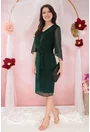 Rochie eleganta verde din tulle cu fir stralucitor si glitter