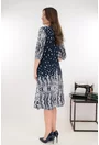 Rochie evazata bleumarin cu imprimeu floral la tiv