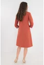 Rochie evazata caramizie cu garnituri multicolore