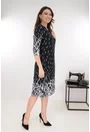 Rochie evazata neagra cu imprimeu geometric in degrade