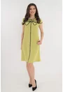 Rochie evazata vernil accesorizata cu banda satinata neagra