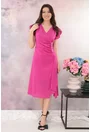 Rochie fucsia de ocazie cu glitter si fronseuri