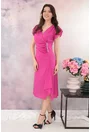 Rochie fucsia de ocazie cu glitter si fronseuri