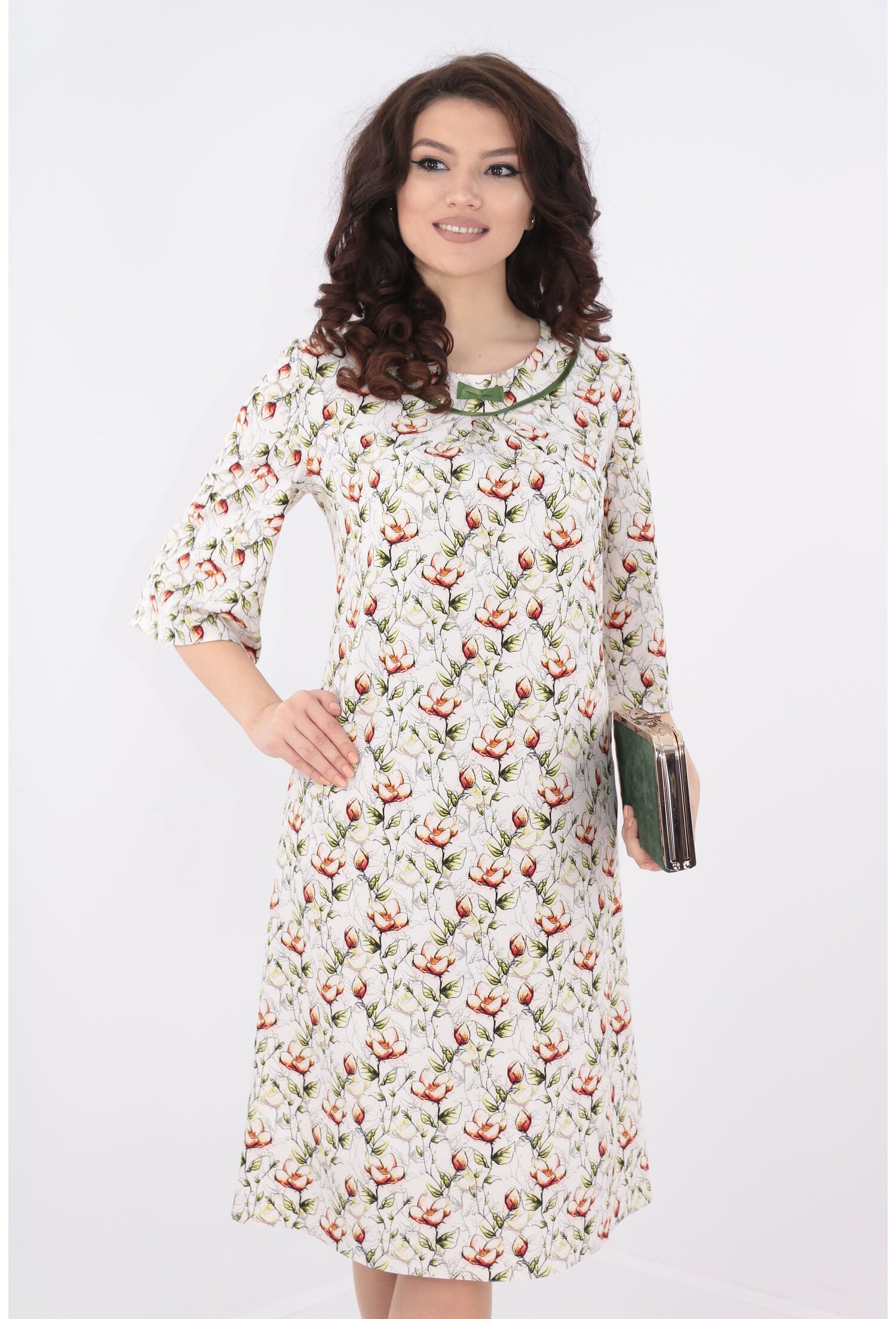 Rochie lejera alba cu print floral