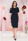 Rochie lejera bleumarin cu brosa
