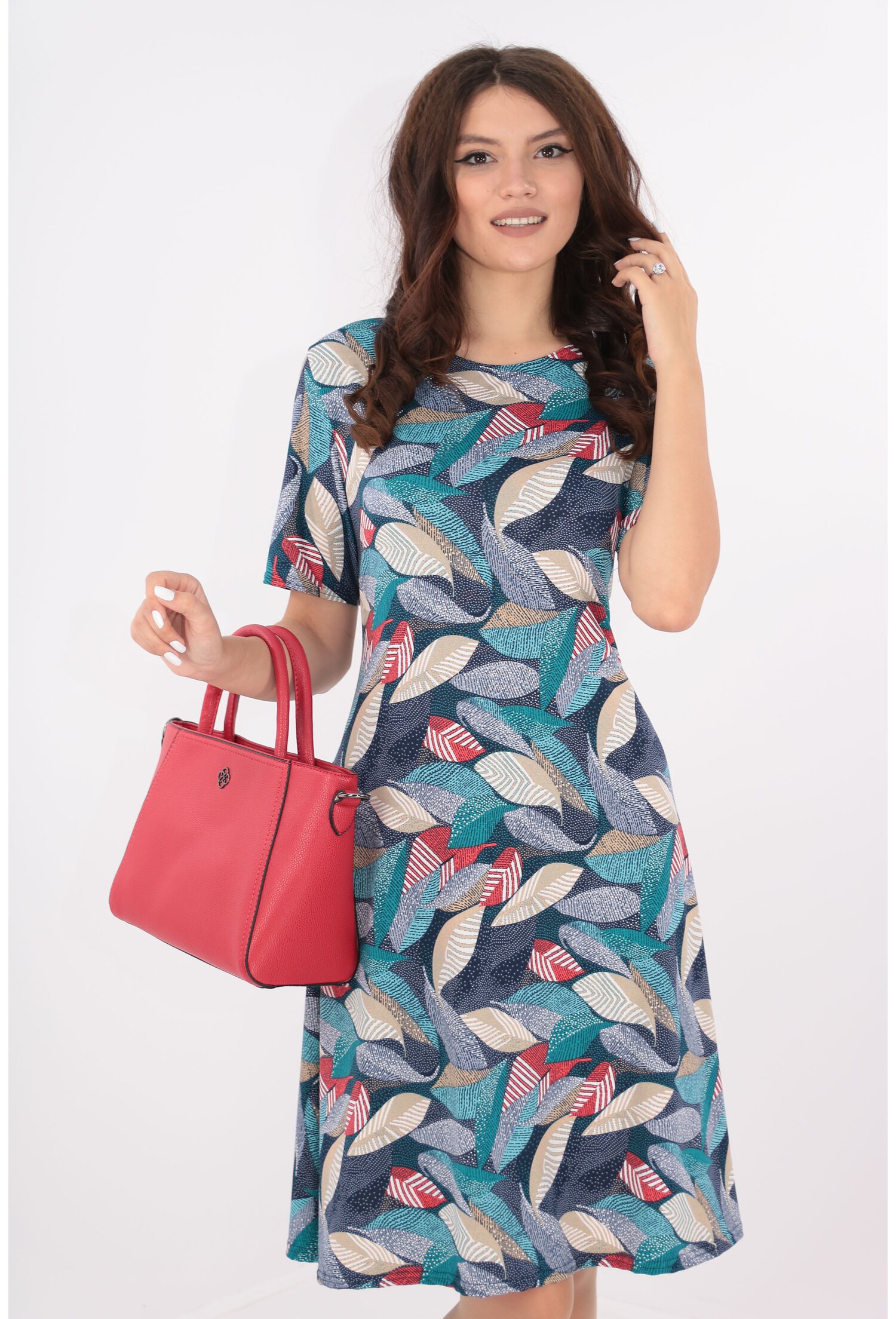 Rochie lejera cu desen floral albastru