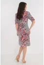 Rochie lejera cu imprimeu geometric rosu-gri