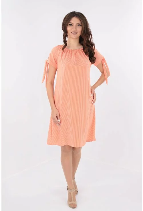 Rochie lejera orange cu dungi albe
