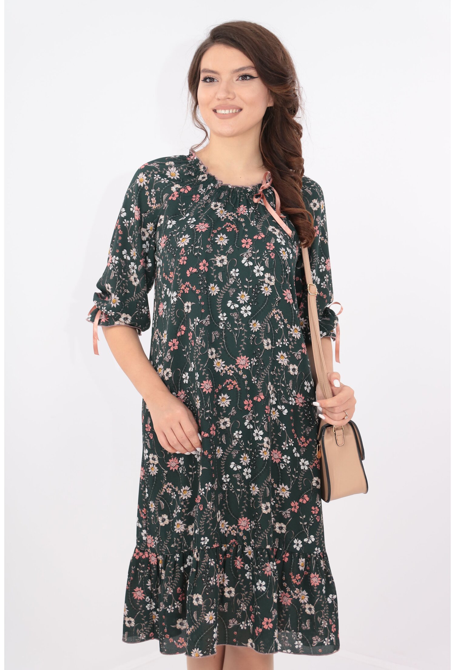 Rochie lejera verde cu imprimeu floral