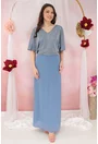 Rochie lunga bleu cu glitter in partea superioara