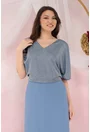 Rochie lunga bleu cu glitter in partea superioara