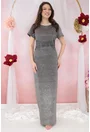 Rochie lunga din lurex argintiu cu reflexii multicolore si strasuri