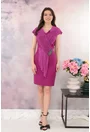 Rochie magenta de ocazie cu esarfa din voal plisat