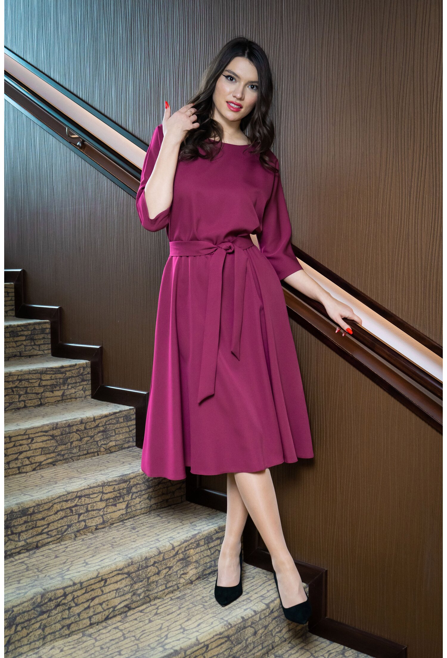 Rochie midi magenta