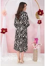 Rochie neagra cu animal print bej si decolteu parte peste parte