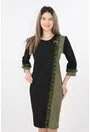 Rochie neagra cu brocard olive si blanita naturala