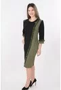 Rochie neagra cu brocard olive si blanita naturala