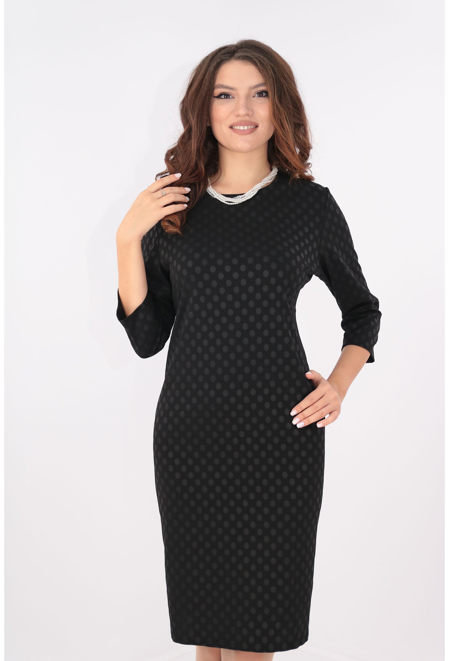 Rochie neagra cu buline din brocard