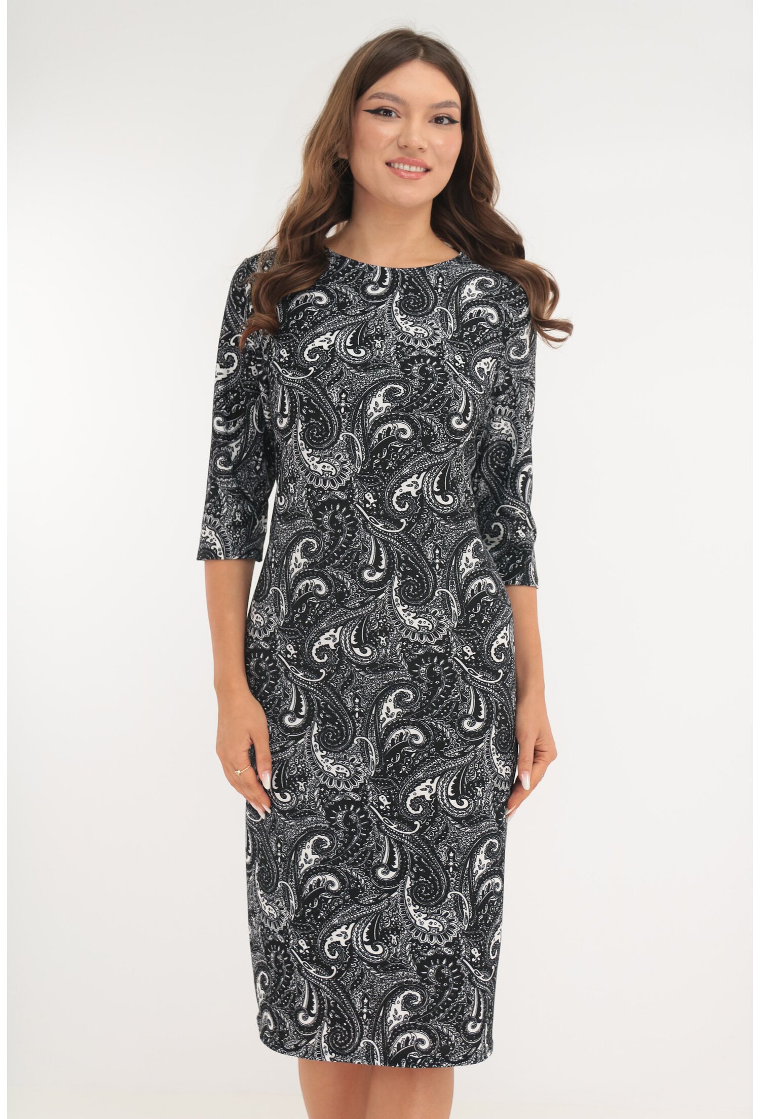 Rochie neagra cu imprimeu floral alb