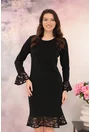 Rochie neagra cu volanase din dantela la tiv si maneci