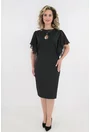 Rochie neagra de ocazie cu maneci ample si decupaj la decolteu
