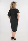 Rochie neagra de ocazie cu maneci ample si decupaj la decolteu