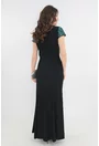 Rochie neagra lunga cu paiete turcoaz si negre