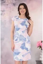 Rochie office alba cu print abstract lila
