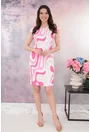 Rochie office alba cu print abstract roz