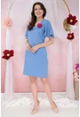 Rochie office bleu accesorizata cu brosa