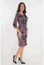 Rochie office cu imprimeu geometric roz-negru