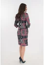 Rochie office cu imprimeu geometric roz-negru