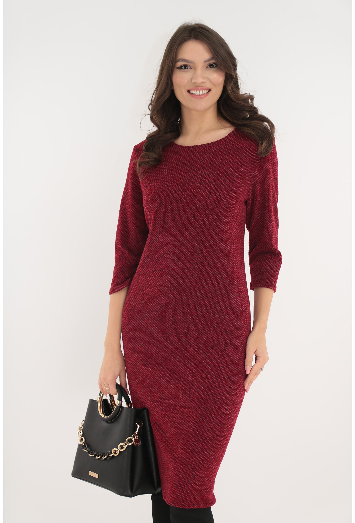 Rochie office grena din jerse moale