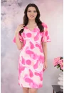 Rochie office roz cu print abstract fucsia