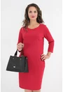 Rochie rosie cu buzunare si nasturi pe umar