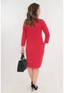Rochie rosie cu buzunare si nasturi pe umar