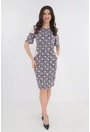 Rochie bleumarin cu buline roz