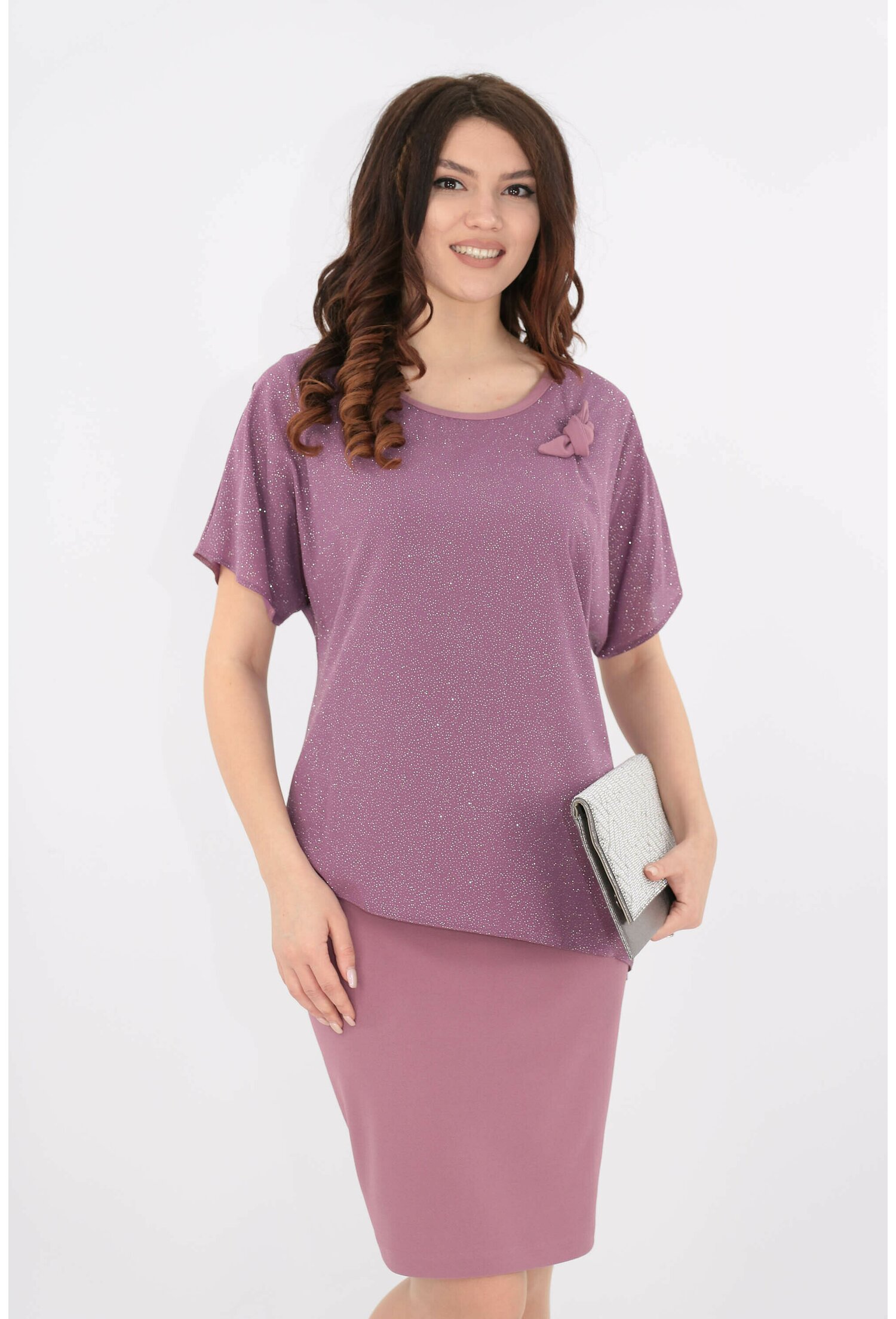 Rochie roz cu capa din lurex
