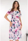 Rochie roz in clini cu flori albastre