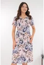 Rochie roz in clini cu flori maxi lila