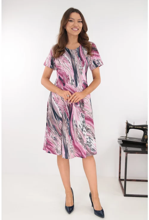 Rochie roz in clini cu print abstract gri
