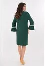 Rochie verde cu motive traditionale si ciucuri crem
