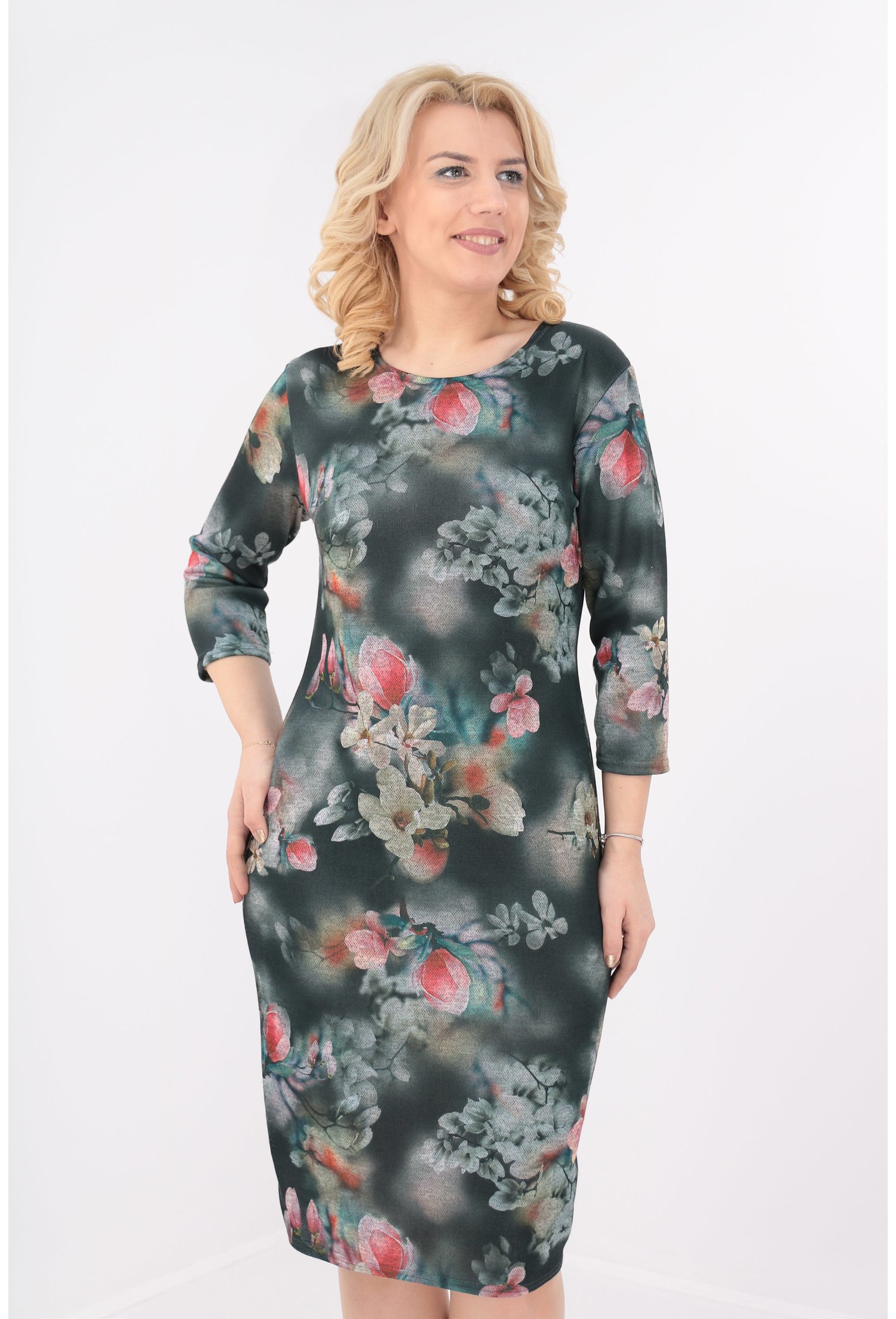 Rochie verde cu print floral